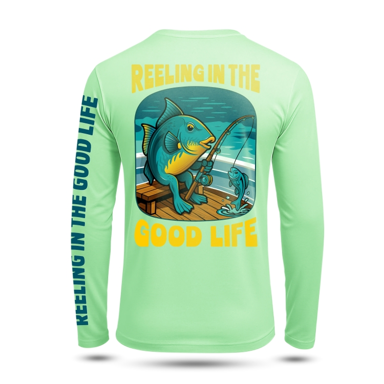 fish reeling the Men's Fishing Hoodie-Quick Dry UV Protection|Performance – Reeling In The  Goodlife
